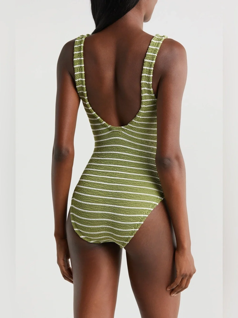 HUNZA G Celine Stripe Seersucker One-Piece Swimsuit